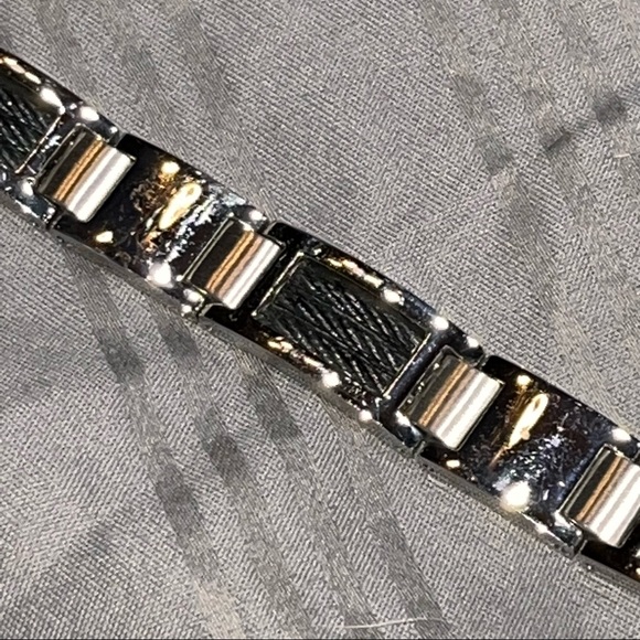 Mens bracelet STAINLESS STEEL 8.5” beautiful silver & black FINAL REDUCED PRICE - Picture 5 of 15